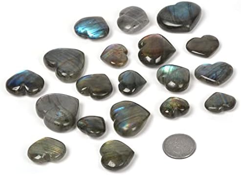 Justinstones prirodni labradorit draguljasti zacjeljivanje kristala natezani srčani džepni dragulj za omotavanje različitih veličina