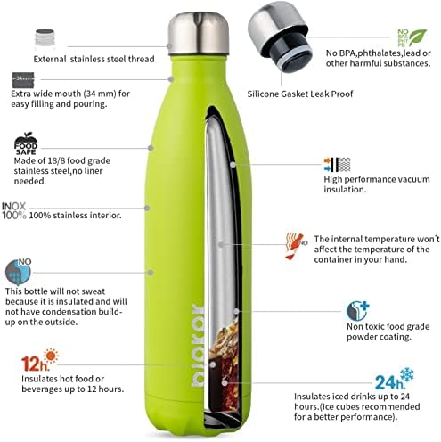 BJPKPK boce od nehrđajućeg čelika -25oz/750ml -polirane boce za vodu, sportske boce za vodu održavaju hladno 24 sata i vruće 12 sati,