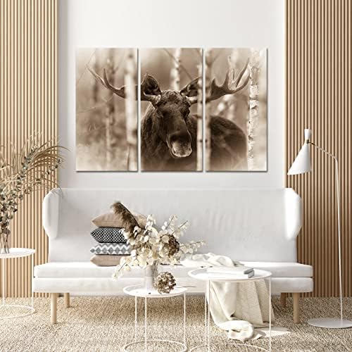 Kreative Arts 3pcs Bull Moose Zimske slike Moderna divljina jelena jelena s velikim rogovima slike Vintage Giclee Print na platnu ispružena