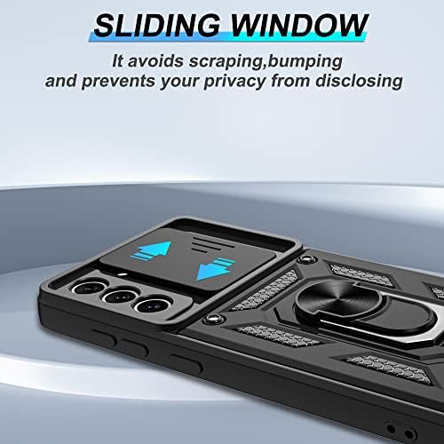 Atump za Samsung Galaxy S21 Fe futrola s HD zaštitnikom zaslona, ​​teškim udarcima s rotacijom od 360 ° rotacije metala metala [Vojni