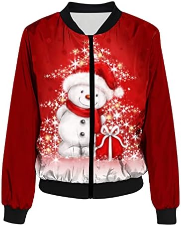 2023 Modna kardiganska jakna s dugim rukavima za žene Slatki snjegović print Zip Up Open Front Fall Casual Jacket Coats TOPS