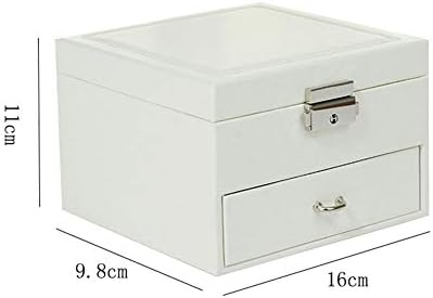 QTT prijenosna kutija za nakit Bijela kutija za odlaganje za nakit Izložba velikog kapaciteta s ogledalom dvoslojnom nakitom prsten
