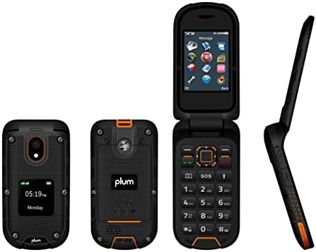 Plum Ram plus 4G Volte otključani robusni flip telefon 2022 Model ATT, TMobile, Speed ​​Talk, Consumer Cellular- Orange