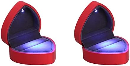 Beavorty box za prsten 2pcs Poklon kutija u obliku srca s LED svjetlosnim naušnicama kućište Jewellry zaslon za prijedlog za angažman