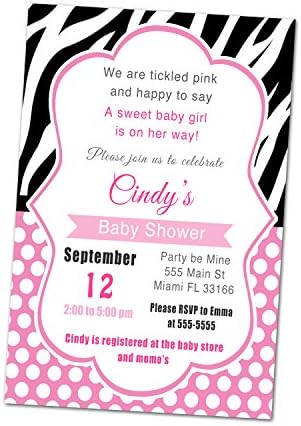 30 Pozivnice za bebinu tuširanje ružičaste polka točke zebre personalizirane kartice Photo papir
