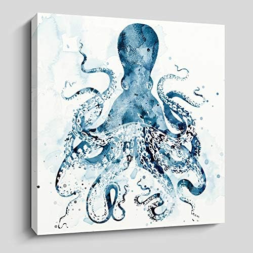 Kercan kupaonica zid dekor Ocean Beach Tema Octopus platna Otisci plavi ocean životinjski zid umjetnost za dnevnu sobu ukras spavaće