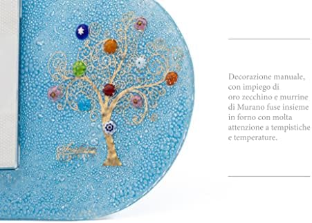 Sospiri Venezia Photoframe Murano staklo u obliku srca u obliku srca stabla života s murrines stolom ili stolnom okvirom fotografija