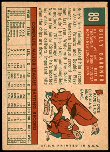 1959. Topps 89 Billy Gardner Baltimore Orioles Dean's Cards 5 - Ex Orioles
