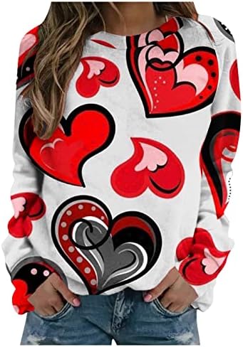 Crtani srce Grafička dukserica za žene Valentinovo Majice Slatka pulover dugih rukav