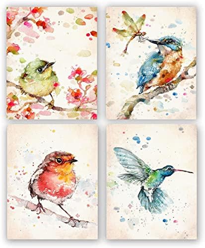 Humming ptice zidni umjetnički otisci, akvarelni hummingbirds zidni umjetnički tisak, apstraktne ptice umjetničke tiskane akvarelne