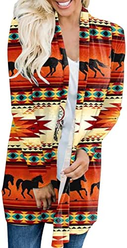 Lagan kardigan za žene aztec print otvoreni prednji drapirani odjeća ležerna košulja dugih rukava prekriva džempere