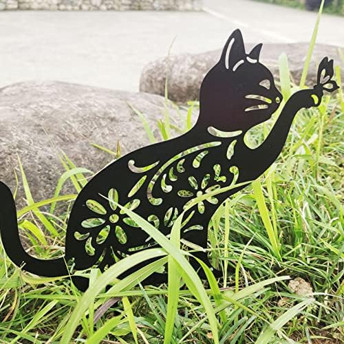 _ Slatka crna mačka Kip svijetli izgled šuplji dizajn metalni mačji dekor za Dvorišni vrtni travnjak