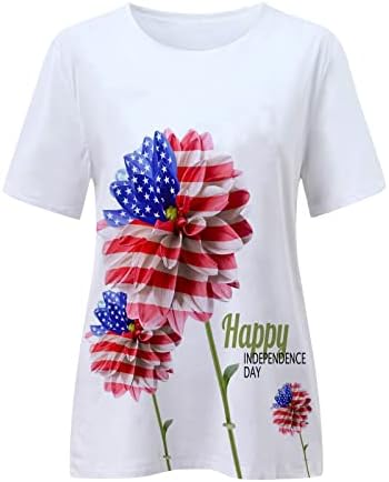 Ženska majica s printom Dana neovisnosti, grafičke majice američke zastave, ležerna bluza običnog kroja, domoljubni topovi 4. srpnja