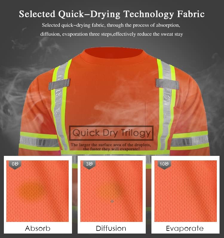 Reflektirajuće sigurnosne radne košulje visoke vidljivosti majice dugih rukava s džepovima i PVC reflektirajućom vrpcom za muškarce