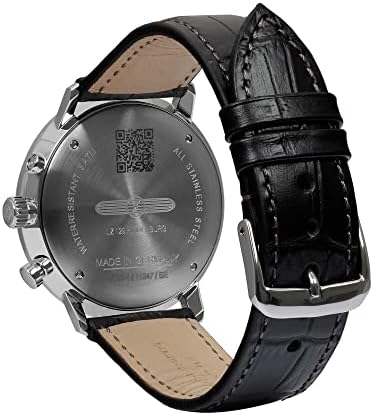 Muški višenamjenski sat iz serije 9129 u srebrnoj srebrnoj boji s crnim remenom 7036-1
