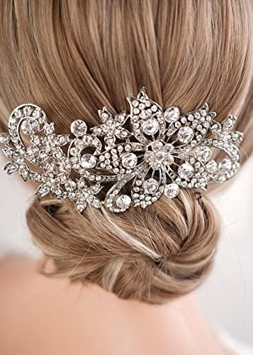 Kristalni srebrni češalj za kosu za žene i djevojke vjenčana kopča za kosu ženska cvjetna traka za kosu pribor za kosu