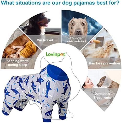 Lovinpet lovinpet pse oneyes - pseća pidžama za velike pse, lagana tkanina, fintastični plavi tisak, odjeća za pse, zaštita od UV -a,
