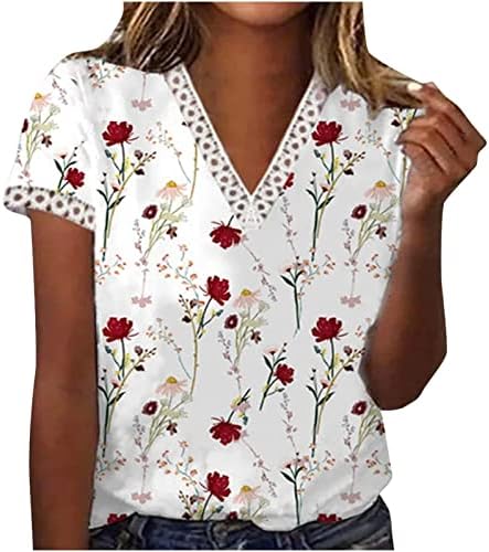Košulje za žene jeseni cvjetni otisak kukičane čipke vrti v vrat gornji ležerni bluza pulover košulja udobnost majice