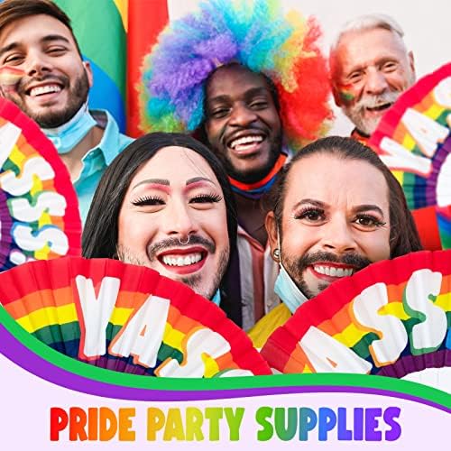 Confettiville Rainbow obožavatelji, fanovi ponosa od 12 paketa, Rainbow LGBTQ prijenosni preklopni obožavatelji, sklopivi ukrasi za
