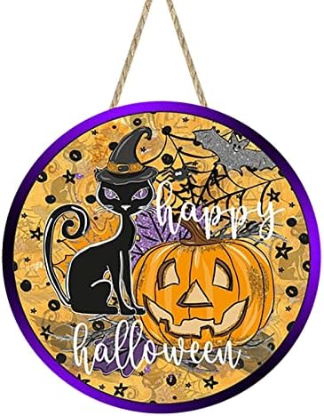 Noć vještica ukrasni ukras drvena sretna vrata Halloween Viseći znak tanki vijenac