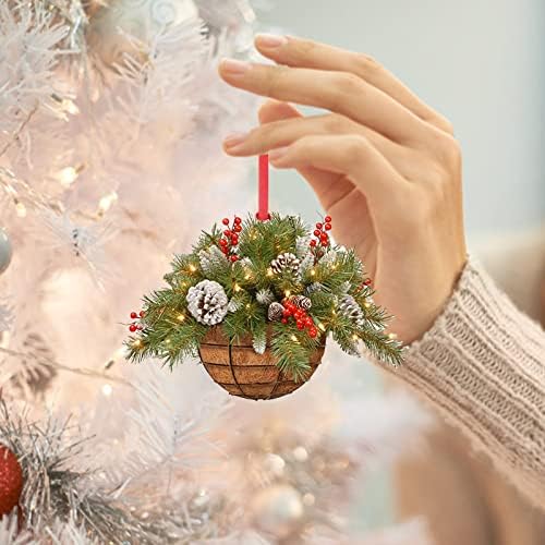 Yowein običan božićni vijenac poklon viseći ukrasi košarica božićna viseća umjetna ukras pred-osvijetljeno drvo božićni ukras visi