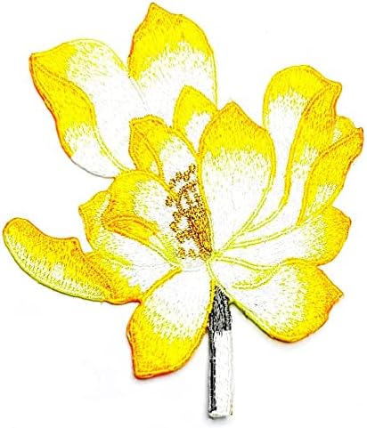 Salvete Plus 2pcs žuti Lotos zakrpe naljepnica lotos cvijeće vez glačalo na tkanini aplicirano šivanje obrt popravak ukrasni znak simbol